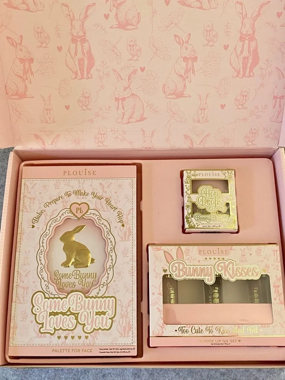 P.Louise Some Bunny Loves You Palette Book Lip Oils Bronzing Drops Gift Set NIB